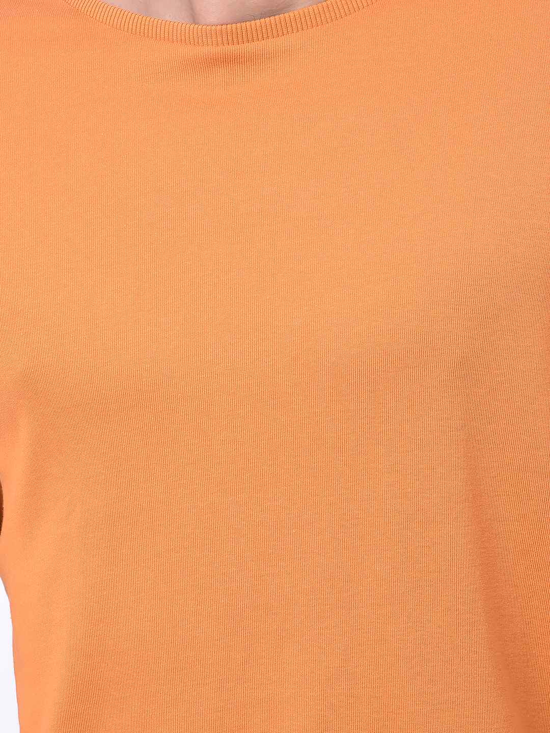 Numero Uno Men Orange Crew Neck Slim Fit T-Shirt